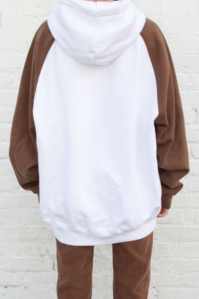 Sweat a Capuche Brandy Melville Christy Color Block Blanche Marron | GLJ-67212245